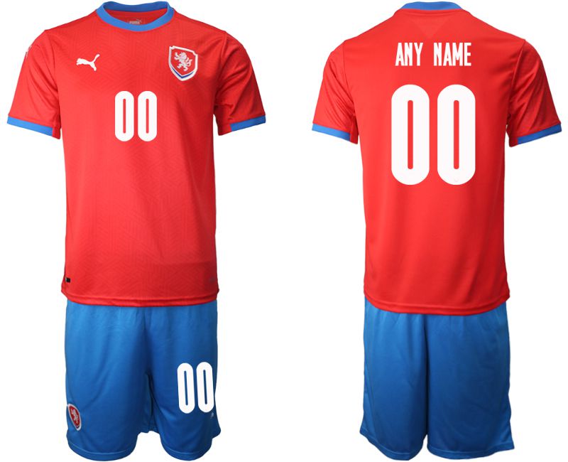 Men 2020-2021 European Cup Czech Republic home red customized Soccer Jersey->->Custom Jersey